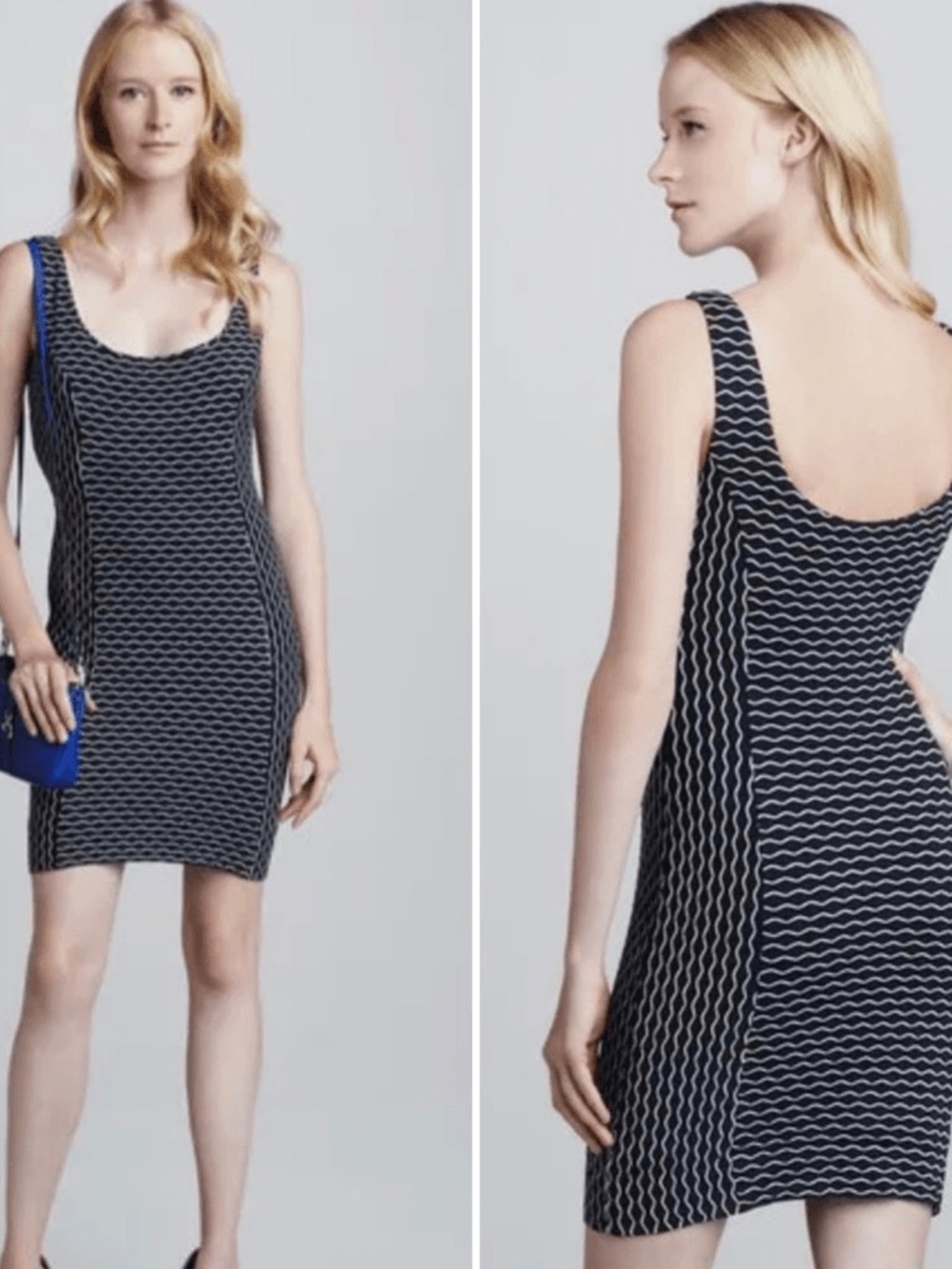 Milly Maria wavy bodycon Scoop Neck Dress